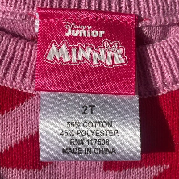 Disney Junior Minnie Mouse Pink and Red Sweater 2T - Picture 3 of 7